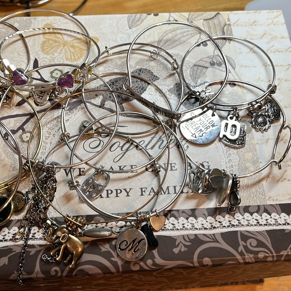 Bangle charm silver tone bracelet lot, 26 total - Picture 6 of 7